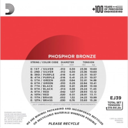 Daddario Western Guitar strenge 12 strenget. EJ39 012-052