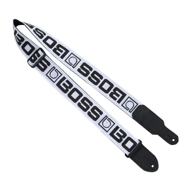 Boss BSM20WB Hvid Guitar rem med sort Boss logo